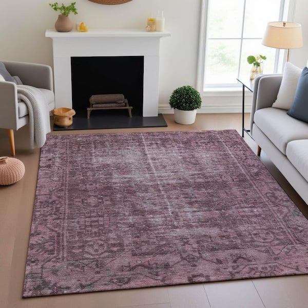 Mayfield Premium Machine Washable Abstract AMF1228 Merlot 5 ft. x 7 ft. 6 in. Area Rug