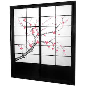 7 ft. Black Cherry Blossom 2-Panel Sliding Door