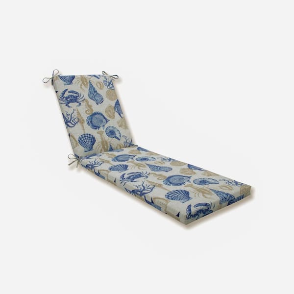 Pillow Perfect Tropical 23 x 30 Outdoor Chaise Lounge Cushion in Blue/Tan Sealife