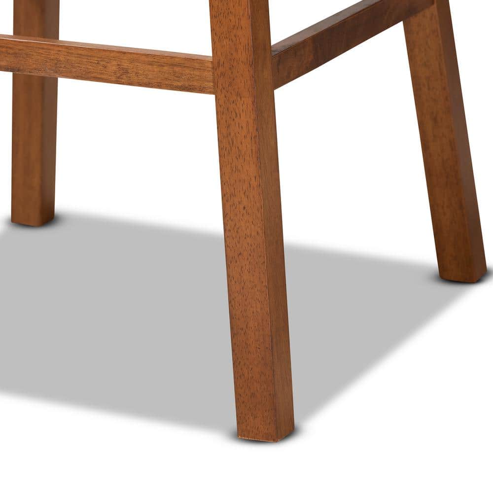 Walnut Wood and Tan Leather Swivel Barstool with Copper Accents