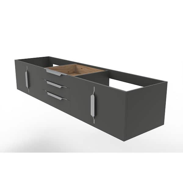 castellousa Alpine 71.75 in. W x 18.75 in. D x 14.25 in. H Bath Vanity Cabinet without Top in Matte Black with Chrome Trim