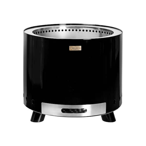 Unbranded Smokeless Fire Stove Pilar 50, Clean-Burn Fireplace and Grill, Black Enameled Steel
