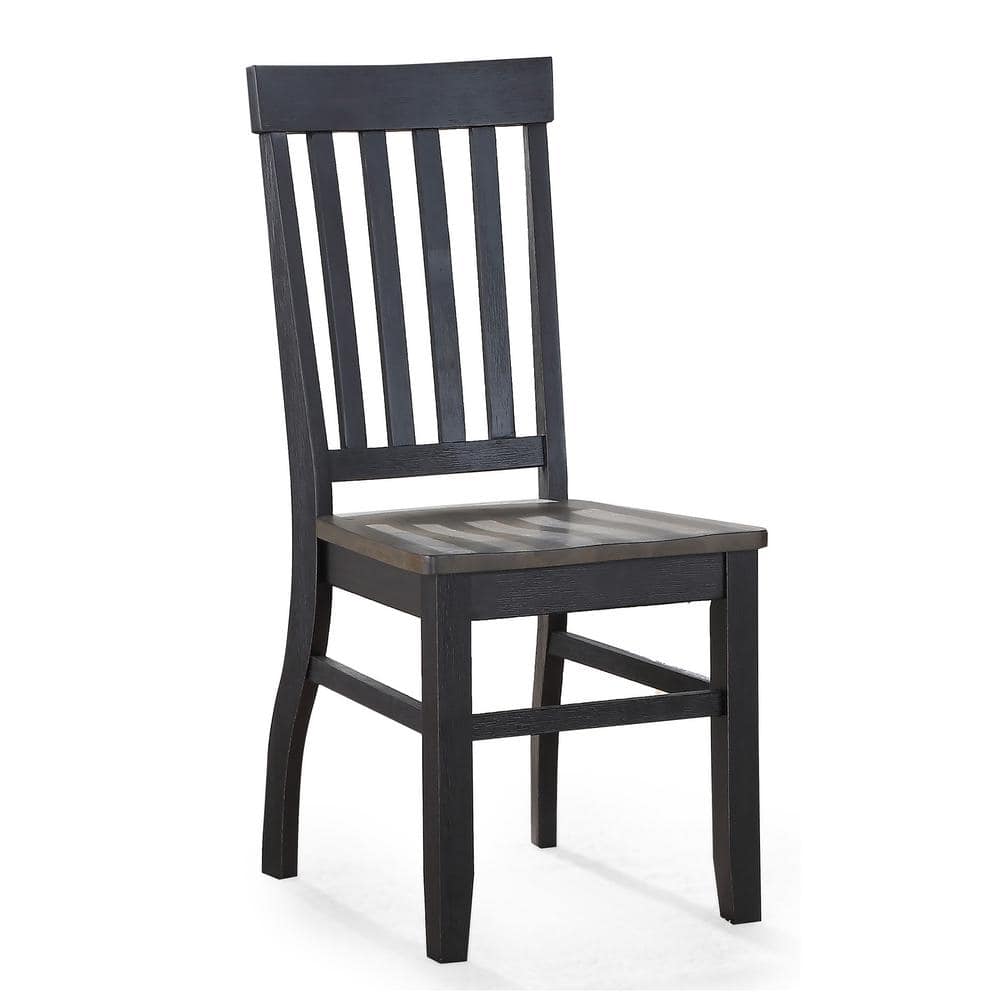 Ebony and Driftwood Transitional Slat Back Side Chair Set