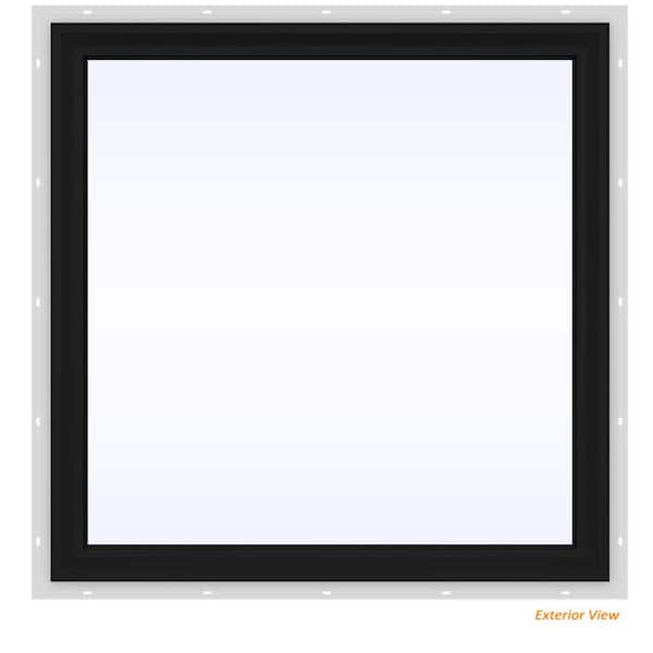 36 in. x 36 in. V-2500 Series Bronze Exterior/White Interior FiniShield Vinyl Picture Window w/ Low-E 366 Glass
