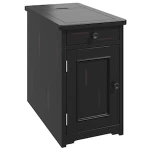 Classic Vintage 1-Drawer Espresso Nightstand with USB-Port and 1-Drawer Cup Holders 22 in. H x 13.70 in. W x 24.20 in. L
