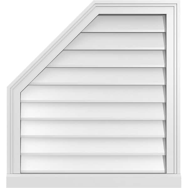 Ekena Millwork 26 in. x 28 in. Octagonal Surface Mount PVC Gable Vent: Decorative with Brickmould Sill Frame
