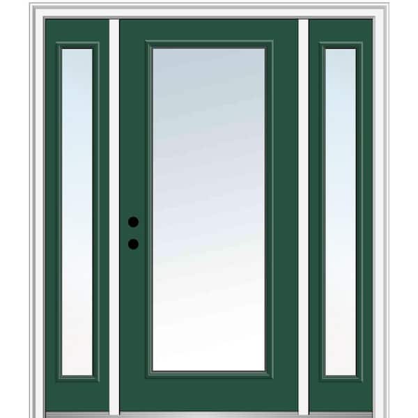 MMI Door 68.5 in. x 81.75 in. Classic Right-Hand Inswing Full Lite Clear Painted Steel Prehung Front Door with Sidelites