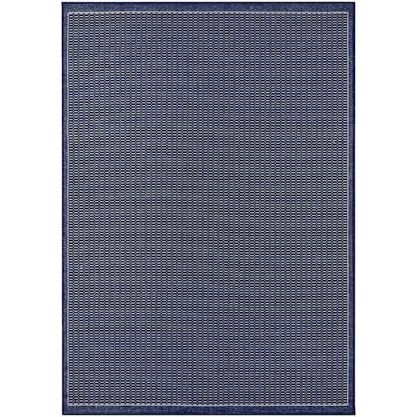 Recife Saddle Stitch Ivory-Indigo 2 ft. x 4 ft. Indoor/Outdoor Area Rug