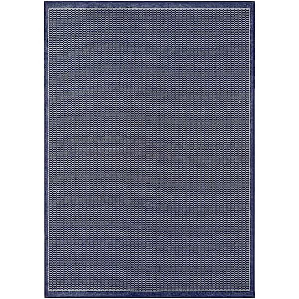 Couristan Recife Saddle Stitch Ivory-Indigo 9 ft. x 13 ft. Indoor/Outdoor Area Rug