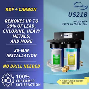 10 in. x 4.5 in. Heavy Duty 2-Stage Undersink Water Filtration System with Premium Carbon Filter and Direct Connect Hose