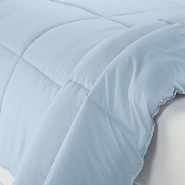 Serta Simply Clean 3-Piece Light Blue Solid Microfiber Full/Queen Comforter  Set OZT018CHQLBU The Home Depot