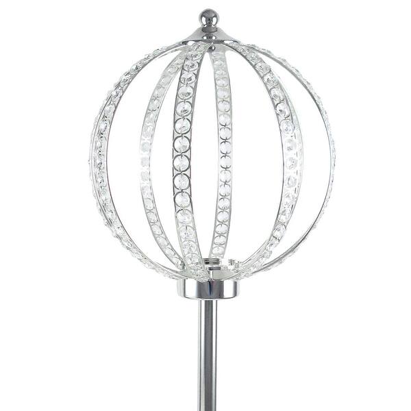 Silver Table Decor Decorative Crown Crystal Bead Metal Accent Piece with Straight Stand 17 in.