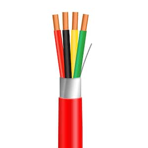 1,000 ft. 18/4 Red Solid Shielded FPLP UL Fire Alarm Cable