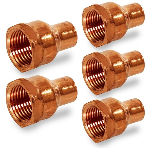 PLUMBFLEX 3/4 in. Sweat x 1 in. FIP Copper Reducing Female Adapter Fitting (5-Pack)