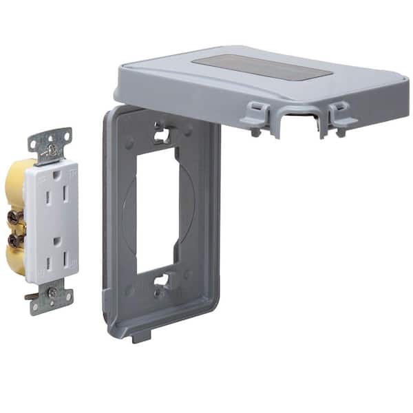TAYMAC 1-Gang Horizontal or Vertical Mount Weatherproof Expandable Low Profile While in Use Cover/Duplex Combo