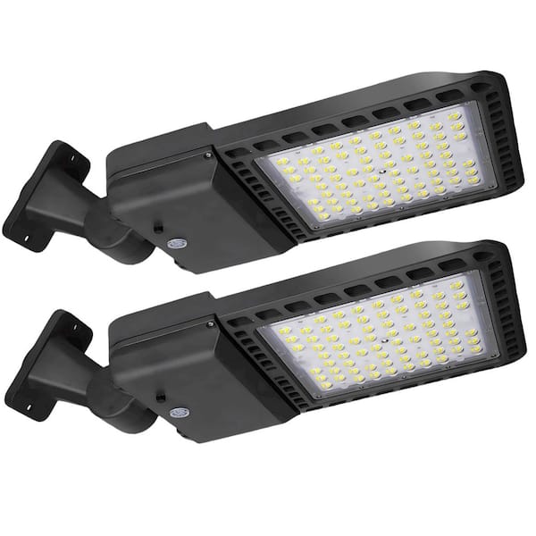 1500-Watt Equivalent 300-Watt Integrated LED Bronze Outdoor Parking Lot Area Light 5000k 39000 Lumens Arm Mount (2-Pack)