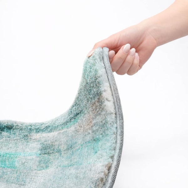 Dream Shag Premium Machine Washable Abstract ADS537 Teal 8 ft. x 10 ft. Area Rug
