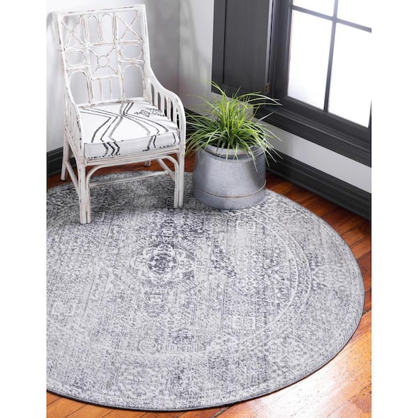 Brighton Bushwick Gray 3 ft. 3 in. x 3 ft. 3 in. Round Rug