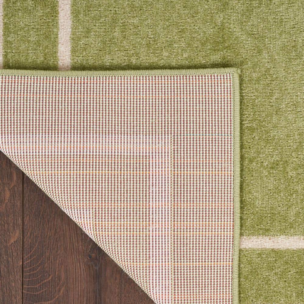 Green Ivory Reversible Synthetic 8x10 Area Rug