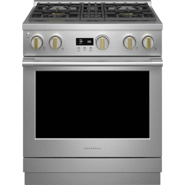 Monogram 30 in. 5.7 cu. ft. Gas Range with Steam-Cleaning Convection Oven in Stainless Steel