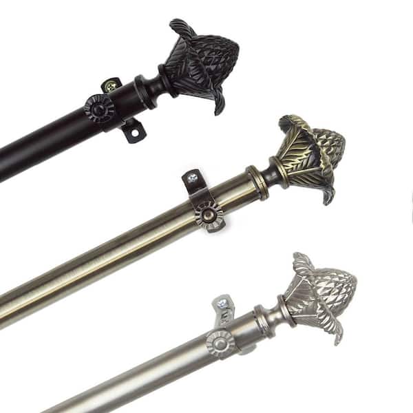 EMOH 66 in. to 120 in. Adjustable 13/16 in. Florian Single Curtain Rod in Satin Nickel