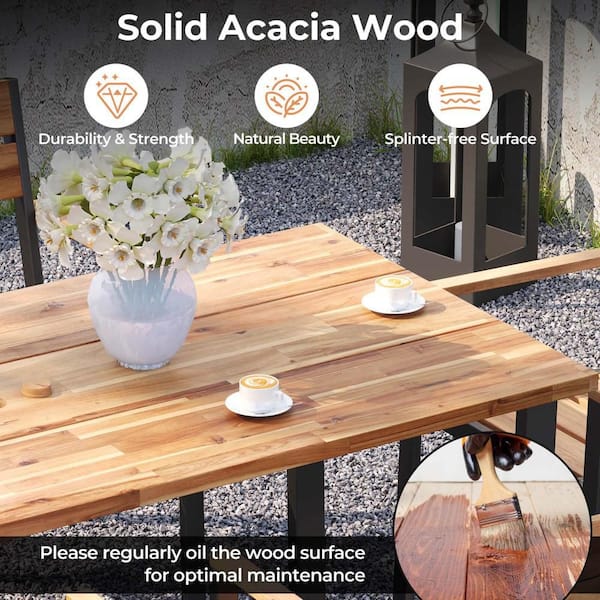 Costway Black 7-Piece Wood Rectangular 29 Table Outdoor Dining - Main Image
