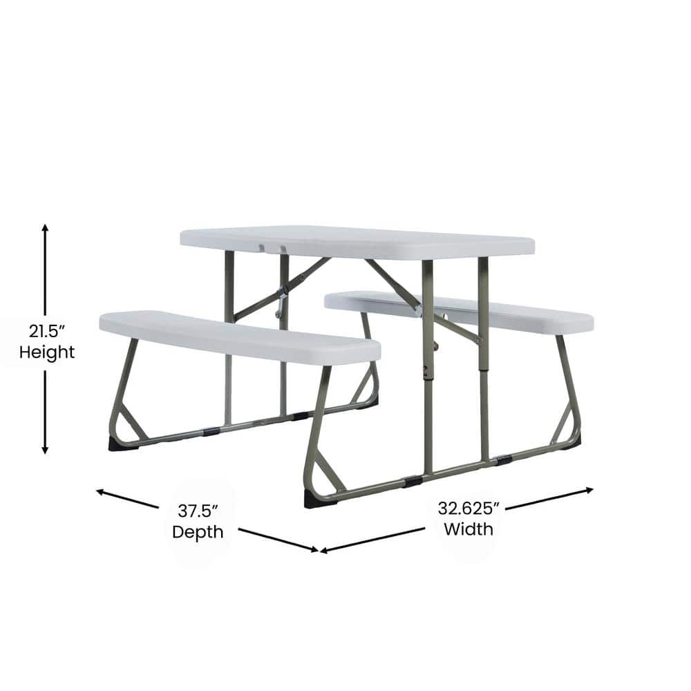 White and Gray Steel Kids Folding Picnic Table