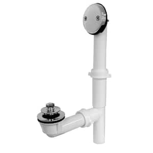 Lift and Turn 1-1/2 in. Heavy Walled PVC Tubular 2-Hole Bath Waste and Overflow Tub Drain Full Kit in Chrome Plated