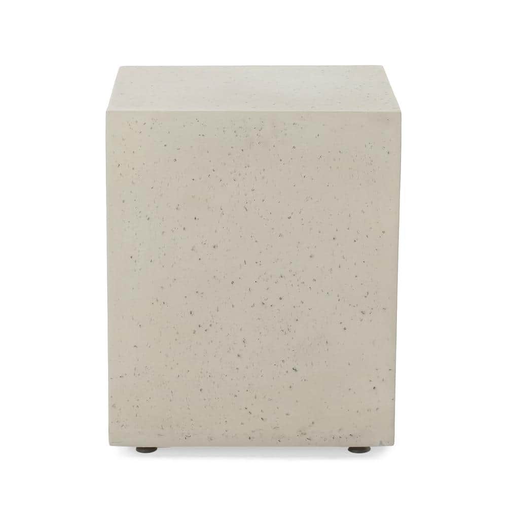 Light Gray Round Concrete Gas Fire Pit Table with Tank Holder