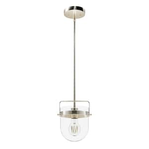 Karloff 1-Light Brushed Nickel Island Pendant Light with Clear Glass Shade