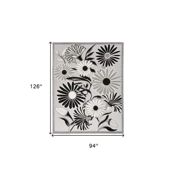 Black, White 8 ft. x 11 ft. Woven Polypropylene Rectangle Indoor/Outdoor Area Rug