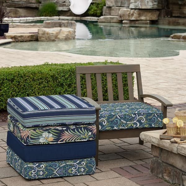 Arden Selections Outdoor Deep Seat Cushion Set, Water  Repellant, Fade Resistant, Deep Seat Bottom and Back Cushion for Chair,  Sofa, and Couch, 24 x 24, Simone Black Tropical : Patio
