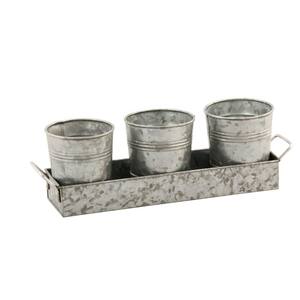 4.5 in. L x 4.5 in. W x 5 in. H Gray Galvanized Metal planter Box with Tray (3-pack)
