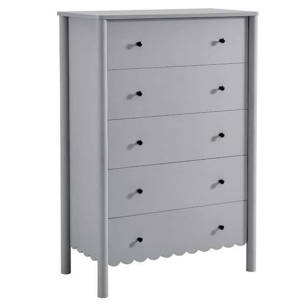 Modway Emmeline Scallop 5-Drawer Chest in Light Gray Tall Dresser with 5 Full-Glide Drawers EEI-7156-LGR - The Home Depot Modway Emmeline Scallop 5-Drawer Chest in Light Gray Tall Dresser with 5 Full-Glide Drawers EEI-7156-LGR - The Home Depot