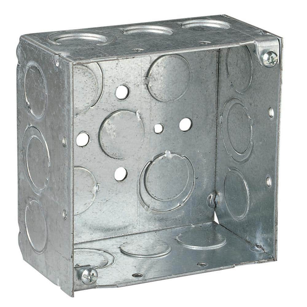 Steel City 1-Gang 4 in. New Work Metal Electrical Wall Box with Ground Bump  521511234GB-50R - The Home Depot