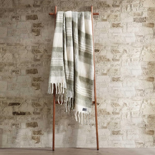 Hearthstone Plaid 1-Piece Green Polyester Faux Mohair 50 in. x 60 in. Throw Blanket