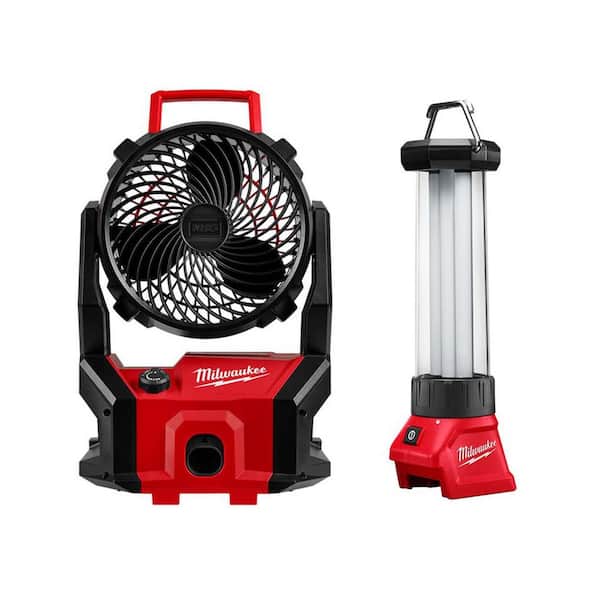 M18 18-Volt Lithium-Ion Brushless Cordless PACKOUT Jobsite Fan with 700-Lumen LED Lantern/Trouble Light