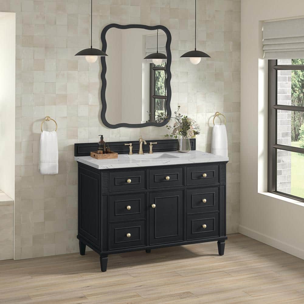 Lorelai 48.0 in. W. x 23.5 in. D x 34.06 in. H Single Bathroom Vanity in Black Onyx with Ethereal Noctis Quartz Top price history on PriceWatchPro