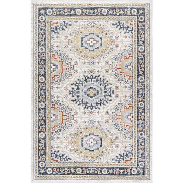 Madilyn Medallion Washable Blue 10 ft. x 14 ft. Indoor Area Rug