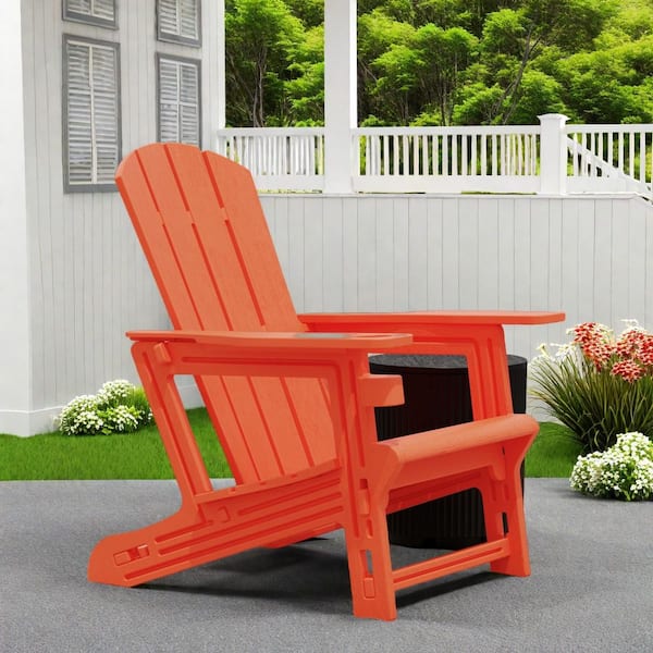 GWRGWR Orange Lightweight Outdoor Plastic Patio Adirondack Chair, Assembles without Screws(Set of 1)