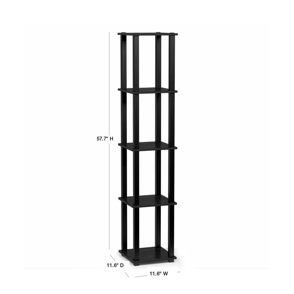 Black and Gray Adjustable 5-Tier Corner Wood Shelf