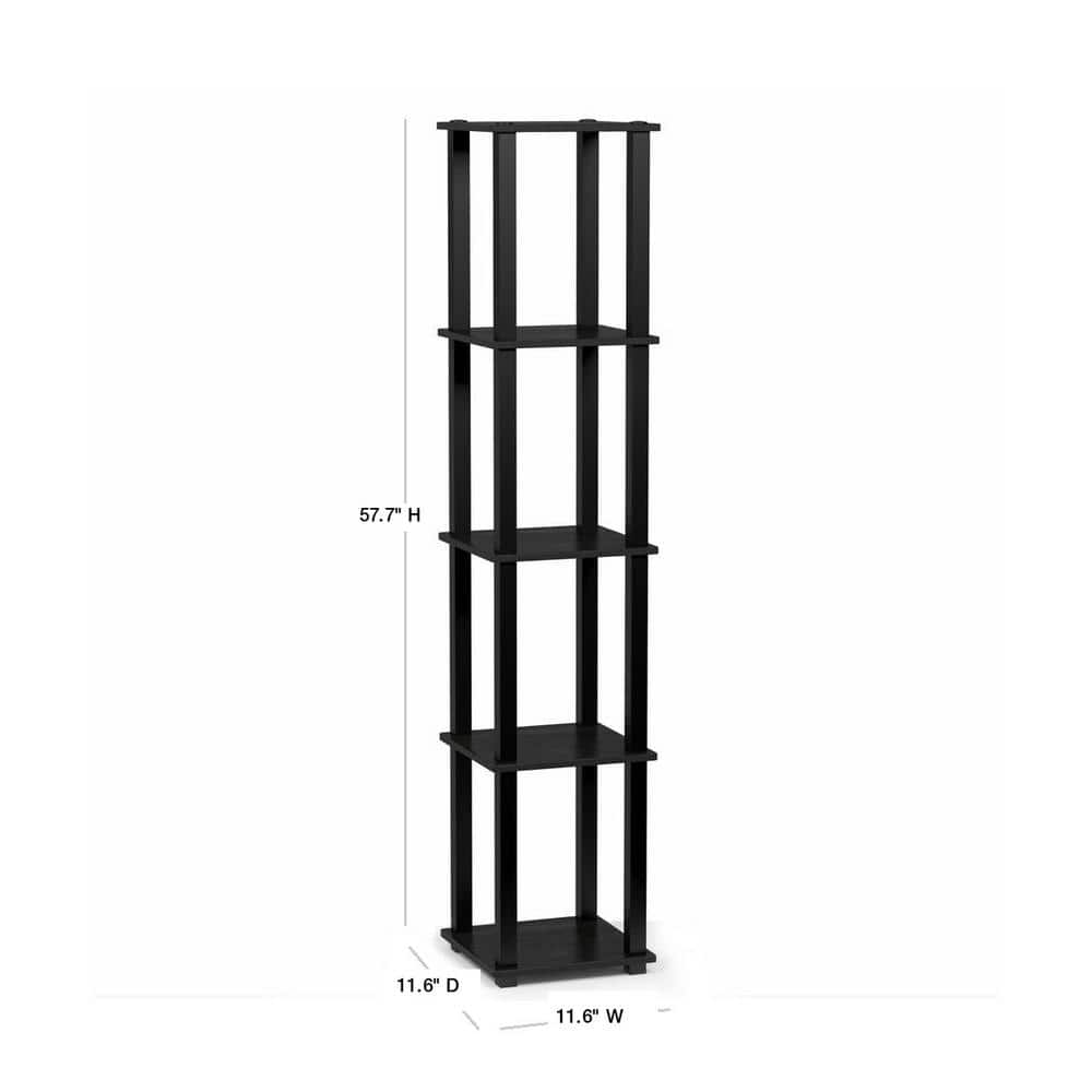 Walnut Finish 5-Tier Corner Display Shelf for Living Room