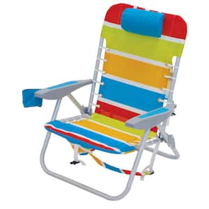26.5 in. x 25.5 in. x 44.7 in. 4-Position Backpack Lace-Up Suspension Folding Beach Chair, Bright Stripe