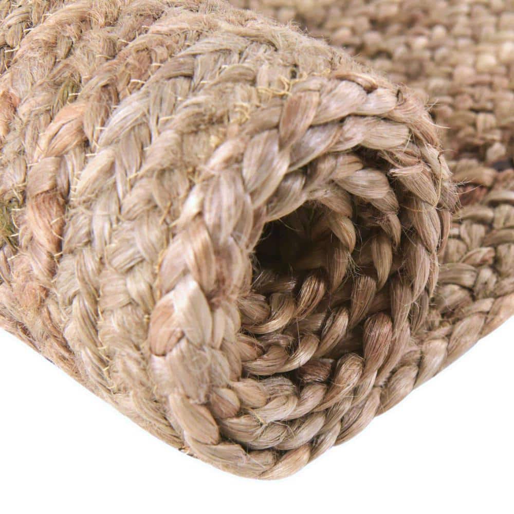 Handmade Round Natural Jute and Cotton Rug