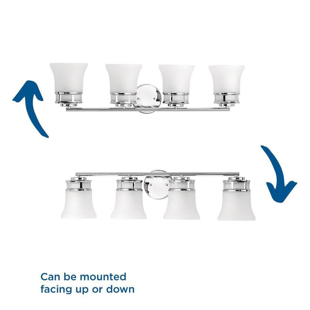 Cascadia 32'' Polished Chrome 4-Light Bath Vanity with Etched Glass Shades