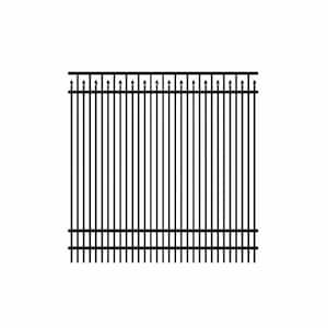 Fairmont Standard-Duty 6 ft. x 6 ft. Black Aluminum Pre-Assembled Double Picket Fence Panel