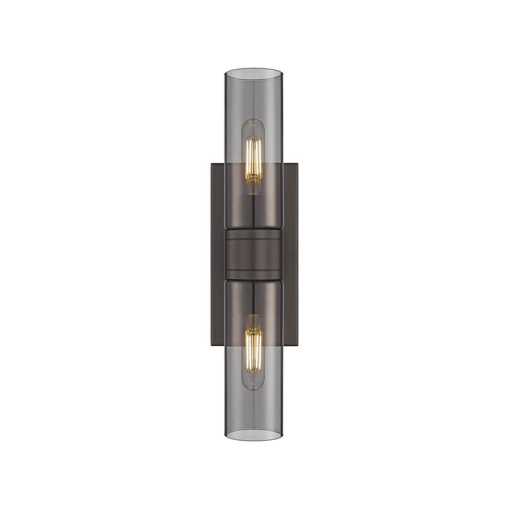 Ballston Urban 18 in. 2-Light Oiled Brass Vanity Light with Black Glass Shade price history on PriceWatchPro