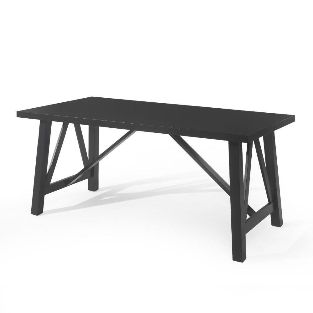 Black Wood 35.5 in. Double Pedestal Dining Table Seats 4