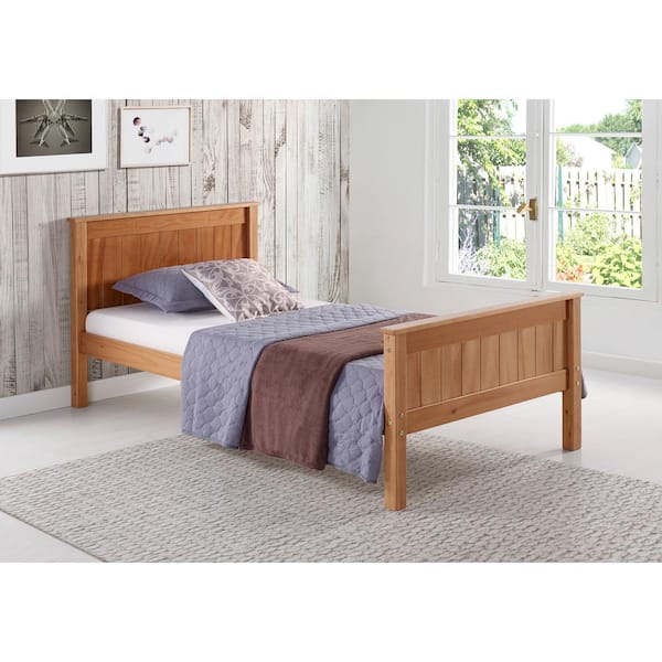Alaterre Furniture Harmony Twin Bed, Sturdy Pine with Wide Plank Headboard and Footboard, Ideal for Youth or Kids Bedroom, Cinnamon