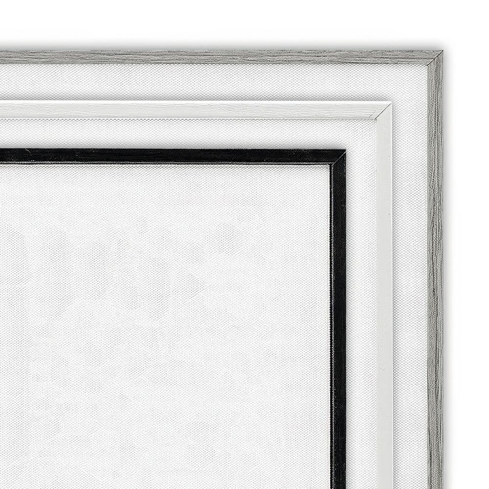 Navy and Gold Abstract Floral Canvas Print with White Frame